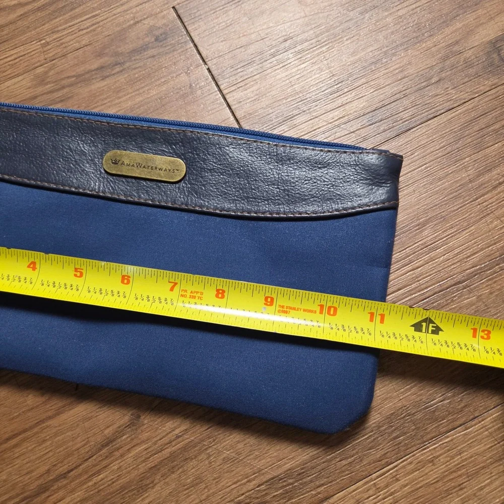 Ama Waterways Travel Pouch Zippered Cosmetic Organizer Clutch Logo 6x11 Navy